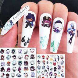 Jogo de anime genshin design auto adesivo adesivo volta adesivo decalque carimbar diy decoração ferramentas unhas adesivos tsc 335 336 - Image 1