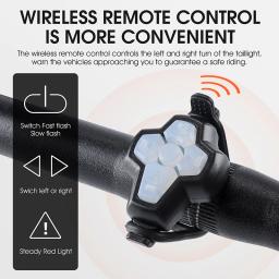 West biking capacete lâmpada da bicicleta sela luzes traseiras 2 em 1 controle remoto turn signal noite equitação segurança aviso ciclismo luz traseira - Image 6