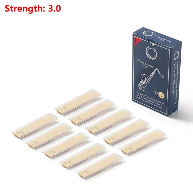 Reeds de Saxofone Tenor Bb de Alta Qualidade - 10 Pecas, Força 2.0, 2.5 e 3.0, Acessórios Duráveis para Músicos
