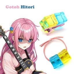 Anime Elástico Bandas de Cabelo, Cubos de Gelo Azuis e Amarelos, Grampos, Headwear, Ornamento, Jóias Presente, A ROCHA Gotoh Hitori - Image 1