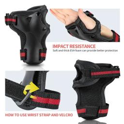 6 pçs skate patinação no gelo equipamentos de proteção cotoveleiras guarda segurança pulso ciclismo equitação joelho protetor para crianças adultos - Image 5