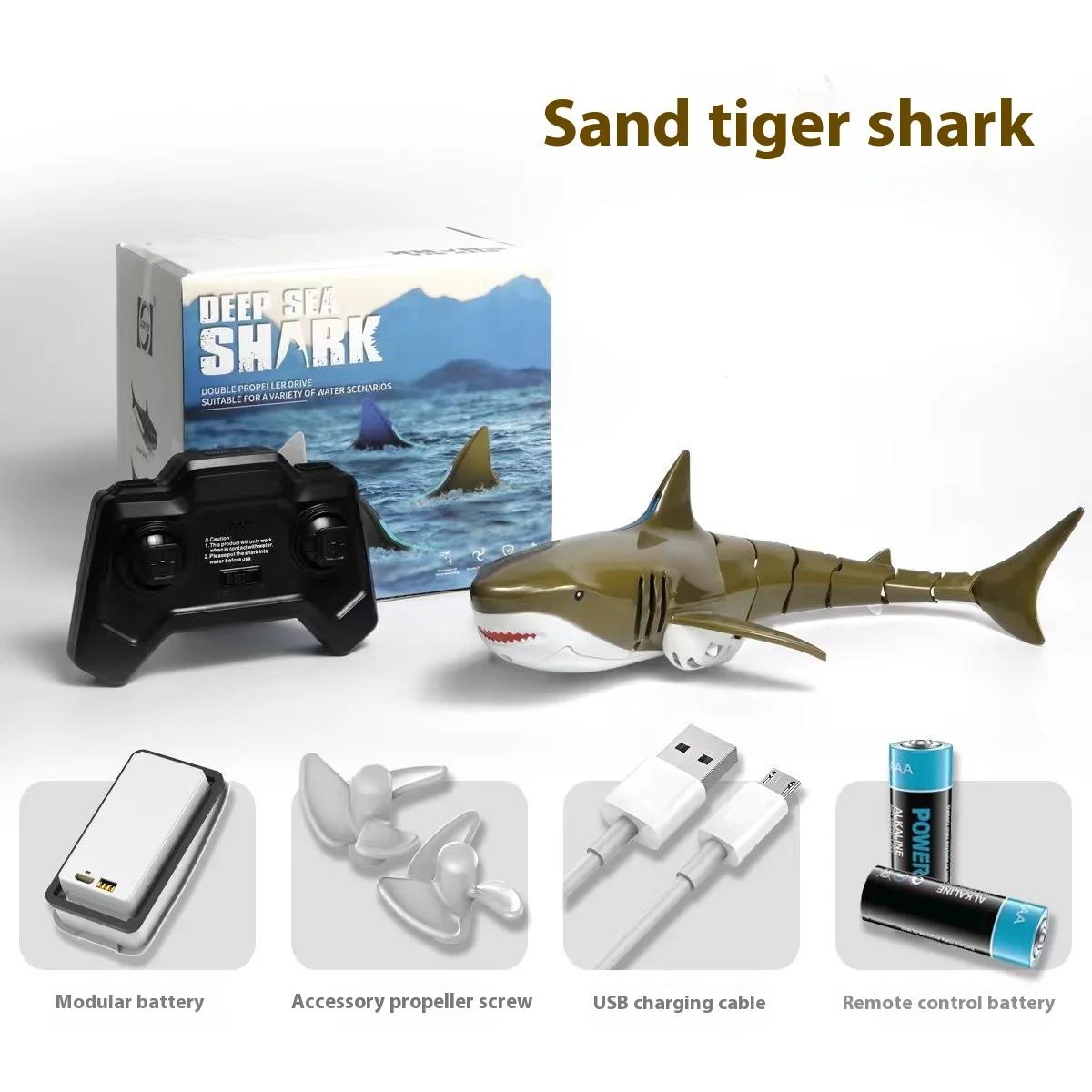 2.4g controle remoto sem fio simulação de tubarão barco elétrico verão brinquedo das crianças piscina de água brinquedo à prova dwaterproof água - Image 1