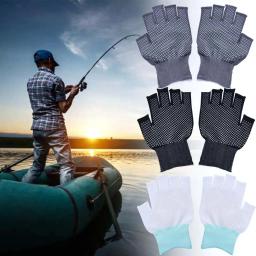 Antiderrapante luvas de pesca primavera verão gelo fresco respirável protetor solar antiderrapante aberto/metade dedos ciclismo esporte luvas - Image 2