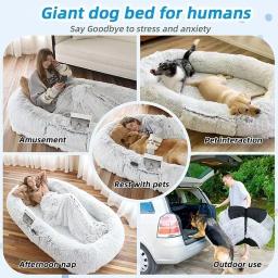 Cama removível antiderrapante, Almofada de canil para cães, Tapete de pelúcia lavável, Enchimento de esponja 3D, Cães gigantes - Image 3