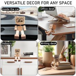 12 expressões de decoração de rosto magnético, decoração criativa de carro feita à mão de madeira, figura engraçada de bobblehead, figura de madeira sinuosa - Image 6