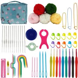 Kit de agulhas de crochê colorido para mulheres ganchos de tricô, saco de fios, agulhas, presente para iniciantes, renda, acessórios de costura - Image 1