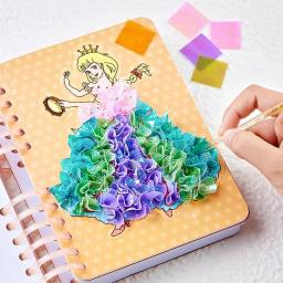 Kit de pintura de tecido para crianças, puzzle DIY, punção, brinquedos artesanais, prancha princesa, adesivos, presentes de aniversário para crianças, menina - Image 2