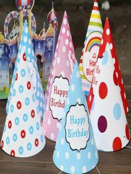 10 pçs bebê criança arco-íris festa de aniversário chapéu chlid coroa decoração boné de papel padrão dos desenhos animados festival colorido chapéu de aniversário - Image 6