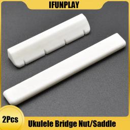 2 pçs marfim búfalo osso ponte sela porca entalhada para 4 cordas mini guitarra ukulele uke peças da guitarra - Image 1