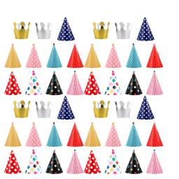 Chapéu de papel de aniversário para crianças, adereços fotográficos chique, criativo, único, material para festa, favores infantis, 44 peças - Image 6