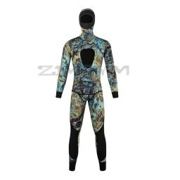 Fato de mergulho longo com capuz masculino, mergulho subaquático, natação, surf, neoprene, 5mm - Image 2