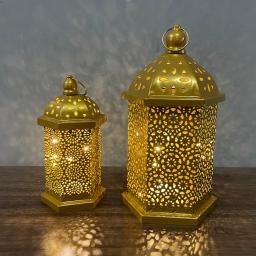 Lanternas de metal oco noite luz atmosfera adereços cavalo oco lanternas led ornamentos decorativos marroquino - Image 1