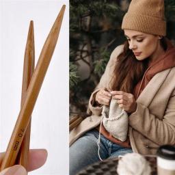 Agulhas de tricô circulares para costura Crochet de bambu Ganchos de cúspide dupla, Tubo de aço inoxidável DIY Ferramentas de costura manuais 3.0-12mm - Image 6