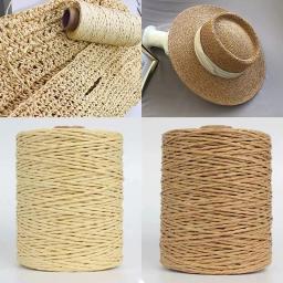 280-300m natural rafia fio de palha diy artesanal crochê tricô chapéu bolsa almofada cesta ráfia corda material acessório - Image 1