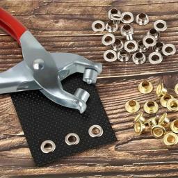 Grommet Ilhó Alicate Set, Ilhó Perfurador Alicate Kit com 100 Ilhós De Metal, Kit de ferramentas para pano de couro, 1 conjunto, 4 em - Image 5