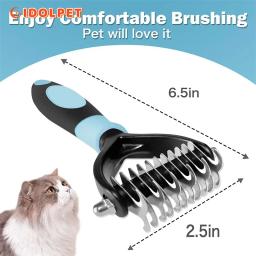 Profissional Pet Deshedding Escova, Dematting Pente Do Cão, Ancinho De Gato, Puppy Grooming Ferramentas, subpêlo, derramamento, voando Cabelo, 2 Lados - Image 6