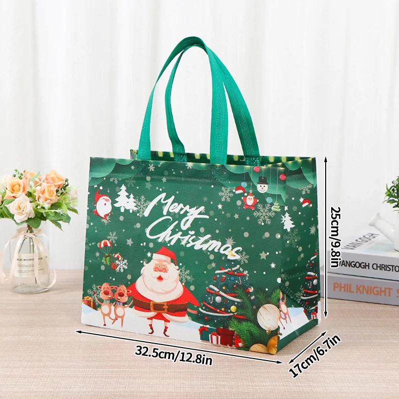 Sacos de presente de natal feliz natal sacolas de natal não-tecido presentes saco santa elk floco de neve sacola decoração de natal navideños - Image 1