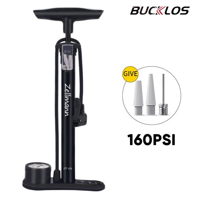 Bomba de Ar para Bicicleta BUCKLOS com Manômetro e Adaptador Schrader Presta - Alta Pressão até 160PSI