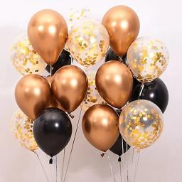 Balões de Látex com Confete Transparente, Cromado Metálico, Dourado e Prata, Decoração de Casamento e Festa de Aniversário, Rosa e Dourado, 15 unid - Image 1