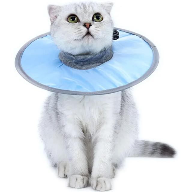 Colar Recuperação Impermeável Ajustável para Gatos - Cone Protetor para Evitar que o Gato Lamba Feridas
