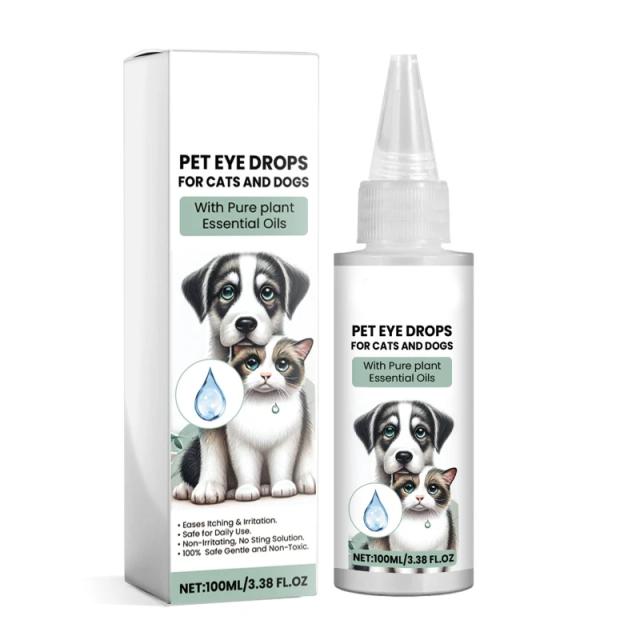 Colírio Removedor de Manchas para Olhos de Gatos e Cães - 100ml de Saúde para Seu Pet