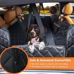 Tampa do assento de carro para o assento traseiro, 100% impermeável Dog Car Hammock, Janela de Malha Visual e Zíper Lateral, Proteção do assento de carro e porta - Image 5