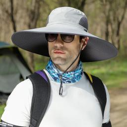 Chapéu protetor solar de aba grande masculino, chapéu de montanhismo ao ar livre, protetor facial, boné de pescador pescoço, verão 15cm - Image 4