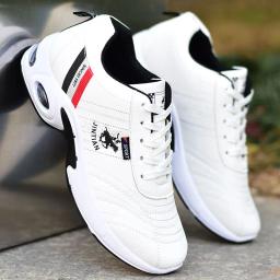 Tênis de couro respirável masculino, tênis com almofada de ar, tênis masculino antiderrapante, esportes ao ar livre, tamanho grande 38-47, moda - Image 1
