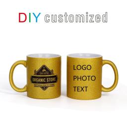 350ml caneca dourada logotipo diy personalizar cerâmica copo impressão foto imagem padrão de texto presente personalizado café leite chá - Image 1