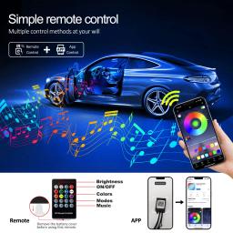 LED Car Interior Ambient Strip Lights, RGB Fibra Óptica, Atmosfera Neon Lighting Kit, Controle Remoto, Auto Lâmpadas Decorativas - Image 5