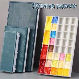 10/12/24 grade cor paleta caixa de pintura compartimento plástico macio caixa de silicone com capa flip transparente retangular tinta a óleo - Image 1