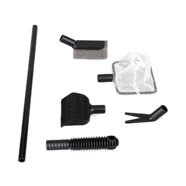 Conjunto 4 em 1 de Limpeza para Aquários: Limpador de Algas, Rede e Acessórios de Esponja para Tanques de Peixes