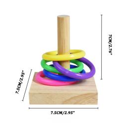 Pássaro brinquedos de treinamento conjunto de brinquedos de quebra-cabeça de bloco de madeira para papagaios coloridos anéis de plástico treinamento de inteligência mastigar brinquedo pássaro suprimentos - Image 2
