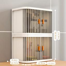 Caixa de armazenamento dobrável com portas duplas Organizadores empilháveis Organizador de mesa de grande capacidade Recipientes troncos para cosméticos e lanches - Image 3