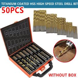 Brocas de aço de alta velocidade Ti-Plated, Brocas de titânio revestido, Ferramentas elétricas de alta qualidade, 50 PCs, 1mm, 1.5mm, 2mm, 2.5mm, 3mm - Image 6