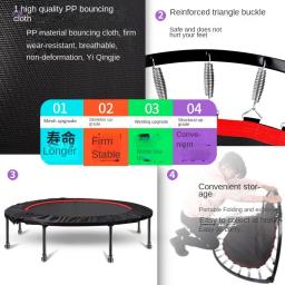 Mini trampolim dobrável para adultos, fitness, corrimão ajustável, Home Gym Rebounder, salto, rolamento 100kg, 40 a 48 - Image 3