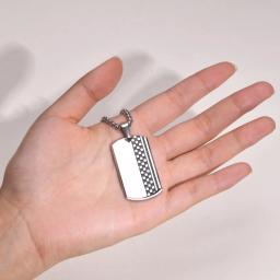 Aço inoxidável Dog Tag Checkerboard Pingente Colares para Homens, Simples Colar Militar com Caixa de Corrente, Nunca Desvanece Jóias, Meninos - Image 4