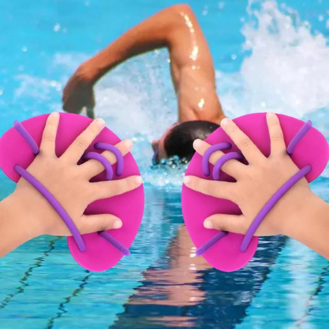 Natação em Mãos com Alça Ajustável e Nadadeiras Flipper de Silicone para Iniciantes em Esportes Aquáticos