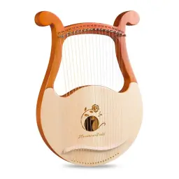 Harpa de mogno e lira de 19 cordas, instrumento musical portátil com chave de afinação, corda sobressalente para iniciantes, espaço exterior, lótus, ganso selvagem - Image 1