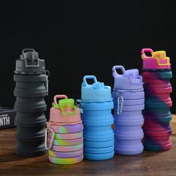 Silicone criativo copo de água dobrável, grande capacidade garrafa de água portátil, para esportes ao ar livre, ciclismo, 500ml - Image 4