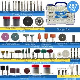 Tasp 287 pçs conjunto de acessórios ferramentas abrasivas ferramenta rotativa elétrica para dremel mini broca lixa moagem polimento - Image 2