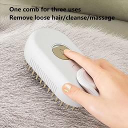 Escova elétrica 3 em 1 para cabelo de cachorro e gato, escova elétrica para limpeza de animais de estimação, spray de vapor, massagem, remoção de pelos, pente anti-voador - Image 3
