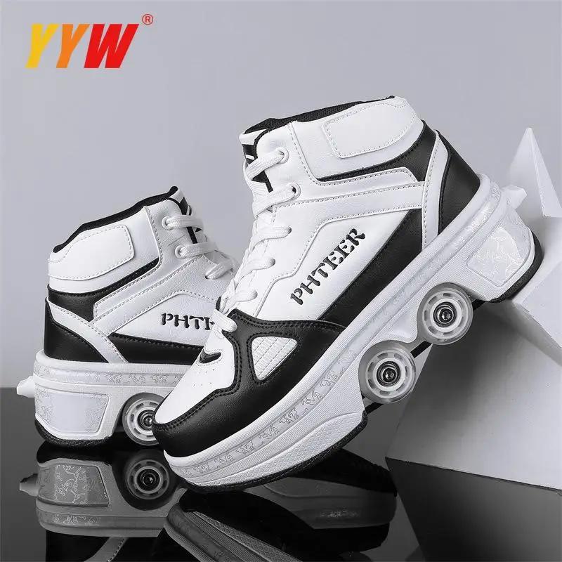 Tênis casuais unissex para adultos e crianças, andar patins, tênis deformáveis, patins de quatro rodas, sapatos de parkour, homens e mulheres - Image 1