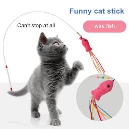 Brinquedos interativos do gato engraçado penas aves com sinos gatinhos jogar teaser vara brinquedos gato suprimentos acessórios do gato - Image 1