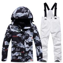 Fato de neve infantil, conjuntos de roupas snowboard, roupa exterior, casaco e calças de esqui, fantasias infantis, moda menino e menina - Image 3