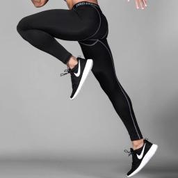 Leggings de ginástica de compressão para homens Calças de treinamento esportivo Dry Fit, Calças justas, Fitness, basquete, jogging, calças de treino, poliéster - Image 2