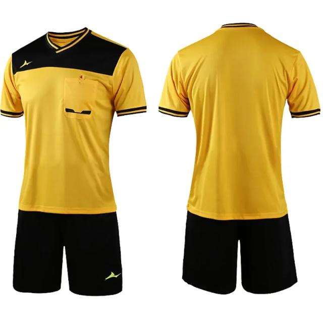 Uniforme Completo para Árbitro Masculino em Poliêster: Camisa e Shorts para Futebol com Alta Qualidade da Tailândia