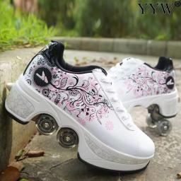 Tênis casuais unissex para adultos e crianças, andar patins, tênis deformáveis, patins de quatro rodas, sapatos de parkour, homens e mulheres - Image 1