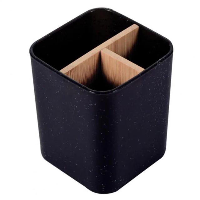 Organizador Moderno para Banheiro: Suporte de Escova de Dentes com Divisor de Bambu e Caixa para Creme Dental