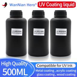UV Ink Coating Líquido para Impressora Plana, UV Printer Fluid, Pretreatment Solution, Metal Vidro Acrílico Madeira e Cerâmica, 500ml - Image 1
